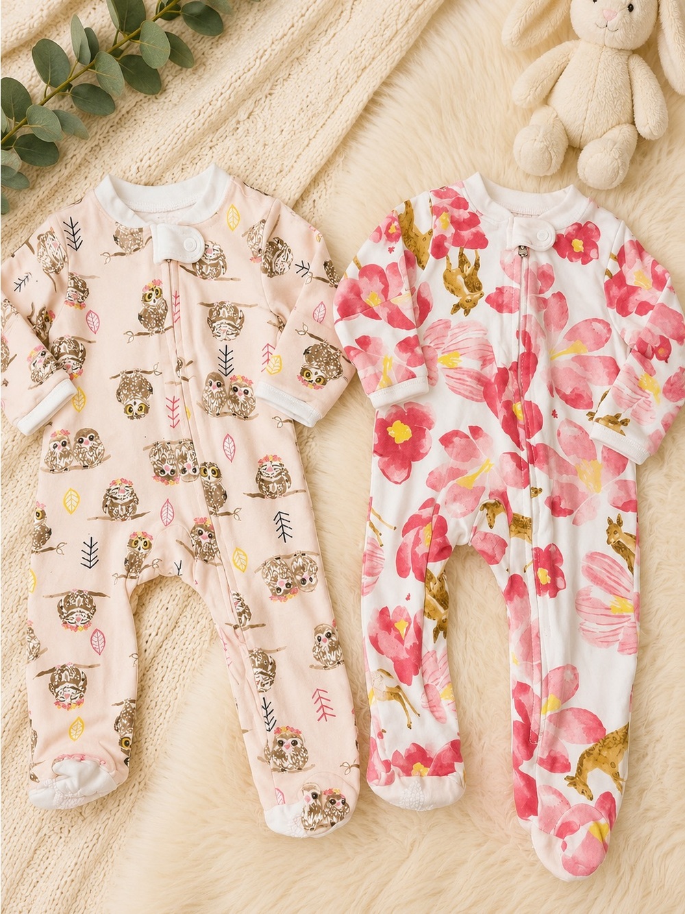 Baby girls outfit Newborn baby girls clothing bundle sleepers burts bees